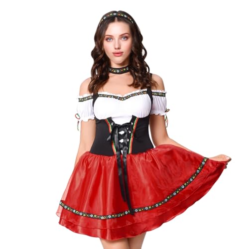 Discoball Oktoberfest Outfit Women Ladies Bavarian Costume Beer Maid Costume Fancy Dress for Women