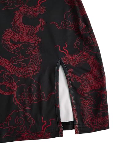 Image of SOLY HUX Women's Chinese Cheongsam Short Sleeve Dragon Print Mini Dress | Bodycon, Evening Dresses