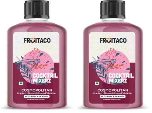 Image of Fruitaco Cosmopolitan Cocktail Mixers - Finely Crafted Non-Alcoholic 300ml Serves 2 Drinks (Pack of 2)