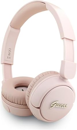 CG MOBILE Guess – Cuffie auricolari Bluetooth 5.3 con logo metallico (rosa)
