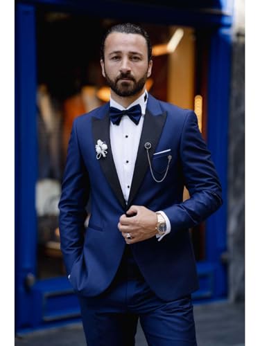 Wangyue Mens Suit 2 Piece Slim Fit Tuxedo Suits for Men Wedding Formal Business Suit Party Dinner3