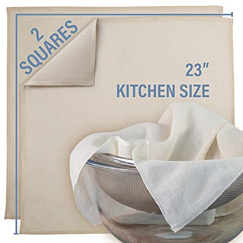 American Cotton Cheesecloth For Straining - 2 Pack Large 23" Precut Cheese Cloth Squares, Hemmed Muslin Fine Reusable Strainer #TOP1