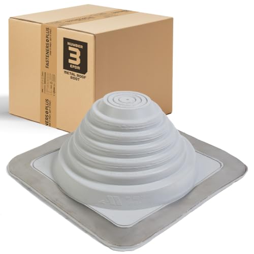 Fasteners Plus #3 Square EPDM Metal Roof Pipe Flashing Boot