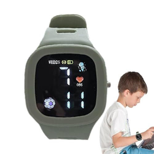 Weppduk Montre de Sport numérique pour - Affichage LED coloré carré - Montre numérique Multifonction en Silicone - Anniversaire pour garçons et Filles âgés de 3 à 10 Ans, Vert, Refer to
