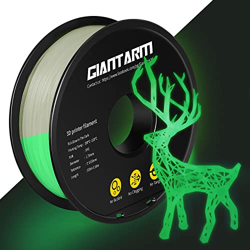 GIANTARM PLA Filament 1,75 mm do drukarki 3D, szpula 1 kg Zielony świecący w ciemności
