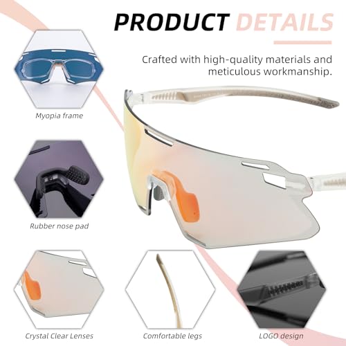 Image of ROCKBROS Cycling Glasses Sports Sunglasses with Anti Blue Lenses Men Cycling Glasses MTB Biking Sunglasses, Medium
