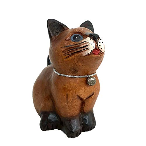 Sculpture en bois thaïlandais de chat comme idée de cadeau de nouveauté original