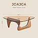 JCAJCA Coffee Table for Living Room Mid Century Modern Center Table with Glass Top and Wood, Brown/Walnut