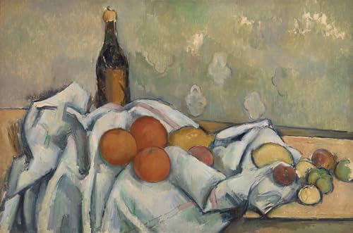 Toile Décorative Cézanne Bouteille et fruits, une oeuvre d'art haut de gamme