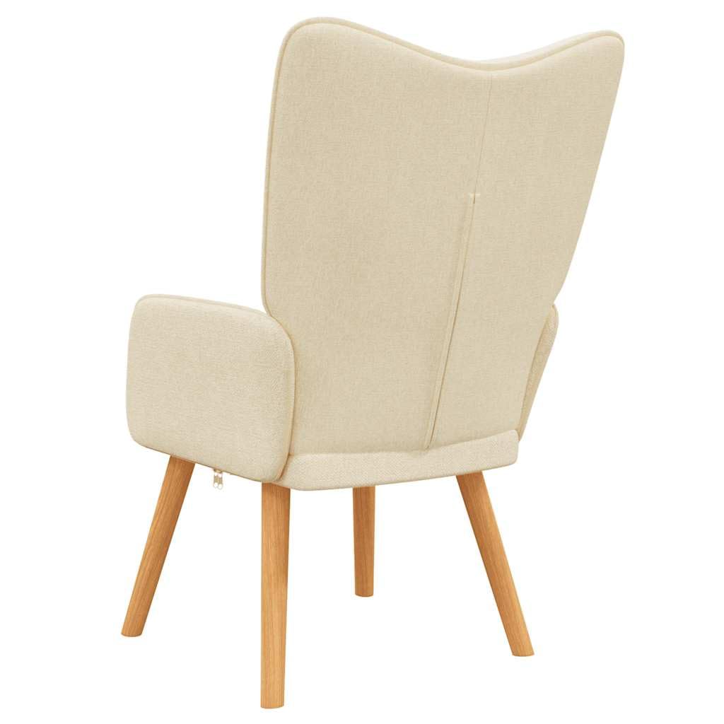 Sillón de relax de tela crema, moderno acento para salón, dormitorio, rincón de lectura, cómodo sillón tapizado con patas de madera, 61,5 x 69 x 95,5 cm