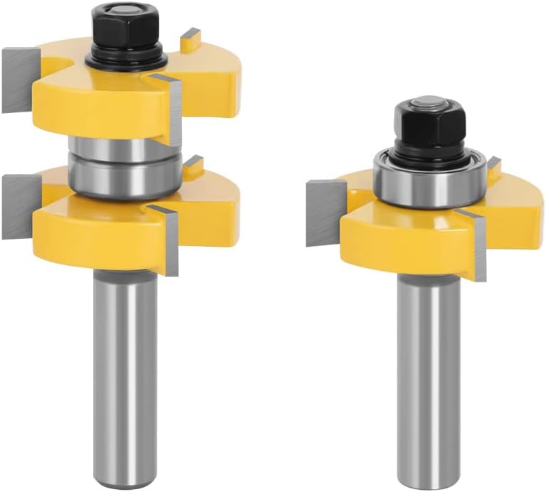 Rail and Stile Router Bit Set 2PCS 1/2 Inch Professional Carbide Milling Cutters for Woodworking for Cabinet Door