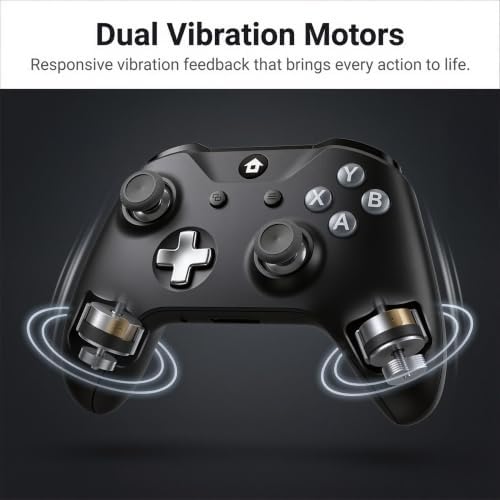 KYVERZA Wireless Gaming Controller compatible with Xbox Series X S, Xbox One and Windows PC, Bluetooth Gamepad with 1400mAh Rechargeable Battery, LED Battery Display, Dual Rumble, 3.5mm Jack, Black Silver — 사진 5