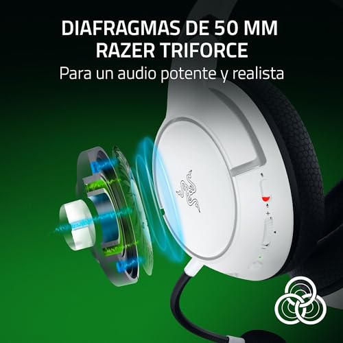 Transductores Triforce 50mm en los auriculares Razer Kaira HyperSpeed para Xbox blanco 3