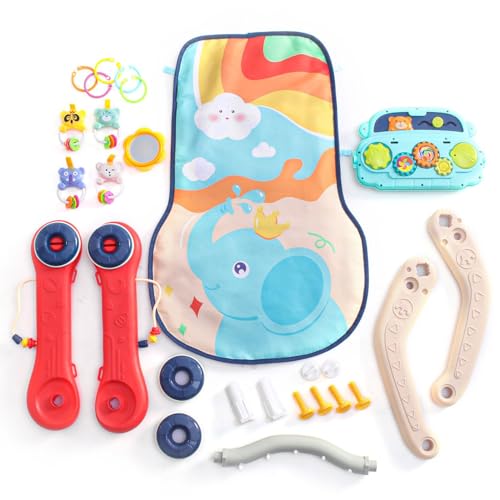 Image of Play Nation Premium 2 in 1 Musical Baby Play Gym With Convertible Push Walker,Piano, Hanging Rattles,Lights & Music,Activity Play Mat Carpet for Kids & Toddlers,Toys for Newborns 0+ Months, Multicolor