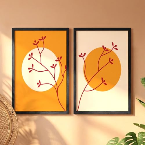 Image of NoWorries Set of 2 Wall frames for home decoration Aesthetic Room Decor (13x19inches) (Tropical Art) (Theme - Floral) Big frames for living room (Art-2)