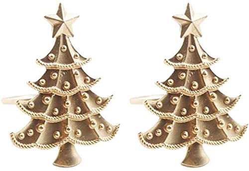 KANULAN Décoration de Table de Anneaux de Serviettes 2 Pcs Arbre De Noël Anneaux De Serviette De Vacances De Mariage De Noël Thanksgiving Mode Porte-Serviettes en Métal Boucles De Serviette Cover