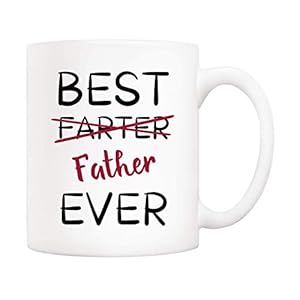 Fathers Day Christmas Gifts Funny Dad Coffee Mug from Child Daughter Son Kids, Best Father Ever Cups 11 Oz, Unique Birthday and Holiday Gifts for Dad Father