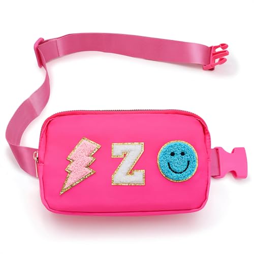 Image of PainZieteg Fanny Pack for Girls Chenille Letter Belt Bag Crossbody for Kids | Preppy Nylon, Waterproof, Gold-Plated Zipper, Adjustable Strap, Birthday Christmas Easter Gifts for 4-13 Year Old Teen Girls