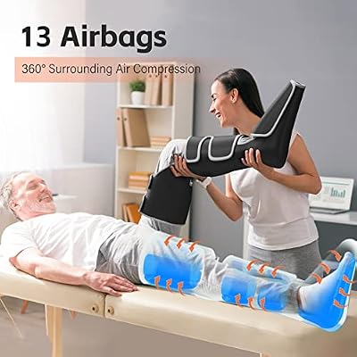 SHINE WELL Leg Massager with Heat and Compression for Circulation, 3 Heat 3 Modes 3 Intensities for Pain Relief and Swelling, Foot and Leg Compression Massager