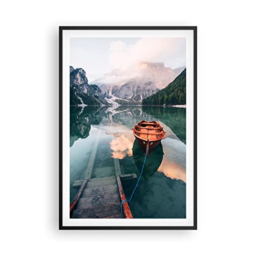 ARTTOR Impresión en un marco Póster En marco negro Paisaje De Montaña Lago Lodz Naturaleza - 61x91,5 cm - Poster Imagen Impresión Cuadros Decoracion Cuadros Modernos Poster de pared - P2BPA61x91-5176 Cover