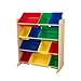 KidKraft 16774 Etagère de rangement, chambre enfant, meuble incluant 12 casiers en plastique interchangeables - couleurs primaires et coloris naturel