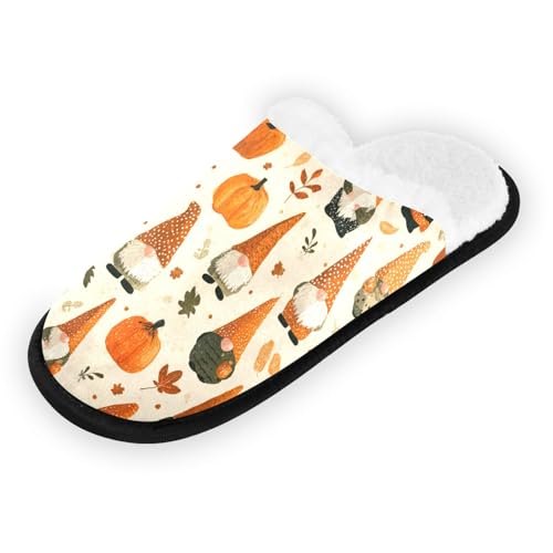 Retro Autumn Pumpkin Gnomes Slippers For Women Men Soft Memory Foam Non-Slip Hallowmas Winter Indoor House Shoes Travel Slipper2