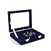 Produktbild Schmuck-Speicher-Fall, Ziemlich Nützliche 24 Grid Velvet Schmuck Tray Box Glas Klar Deckel Vitrine Display-Halter-Speicher-Ohrring-Ring-Organisator ( Farbe : Royal blue , Größe : 20*15*4.5cm )