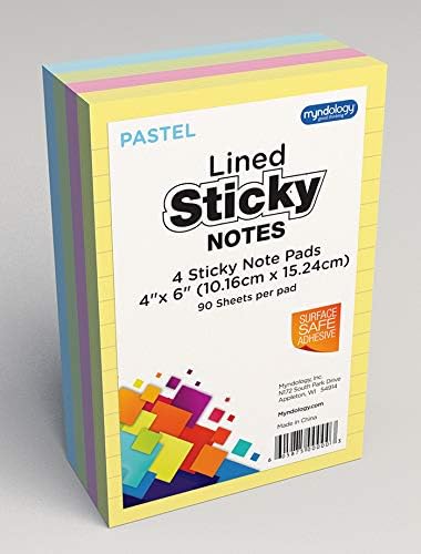 Bloc de notas adhesivas con forro pastel con adhesivo seguro reposicionable de 4 x 6 pulgadas