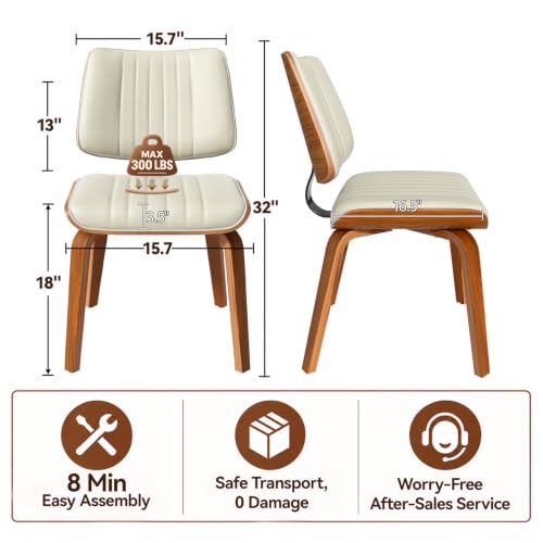 Image of Dining Chairs, Mid Century Modern Chairs for Kitchen, Set of 6, Beige