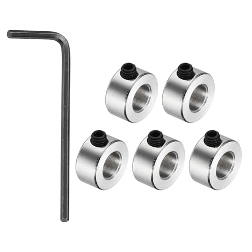 sourcing map 5 Pack Shaft Lock Collar, 5.05mm Bore Screw Lock Ring 10mm OD 5mm Height Steel Material Isolation for 3D Pr