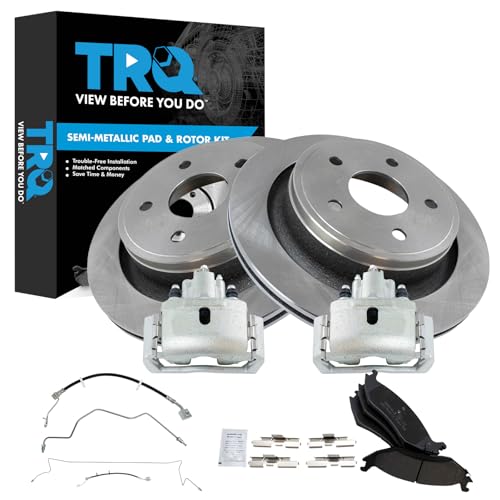 Image of TRQ Rear Brake Pad & Rotor Kit Semi-Metallic Compatible with 2009-2010 Dodge Ram 1500