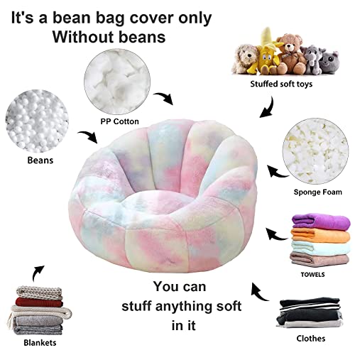 Hwoek Bean Bag Chair Cover (No Filler), Washable Soft And Comfortable Lazy Sofa Cover, Artificial Rabbit Fur Fabric Sack Beanbag Covers For Adults, Kids, Teens 32.3"X23.6",Colorful Purple #TOP2