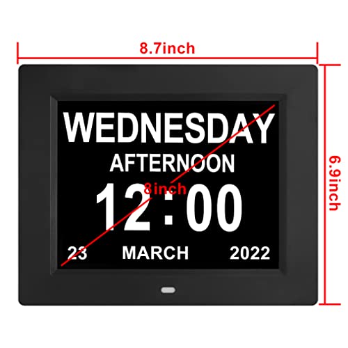 Johnziny 8 Inch Digital Calendar Day Date Clock-12 Alarm Options With Auto-Dimming,Digital Clock Large Display With Date And Day Of The Week For Seniors,Dementia,Impaired Vision #TOP1