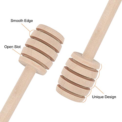 51 PCS Mini Wooden Honeycomb Sticks - 3 Inch Honey Dipper Stirrer for Honey Jar Dispense and Wedding Party Favors Gift by WixiTool - Image 3