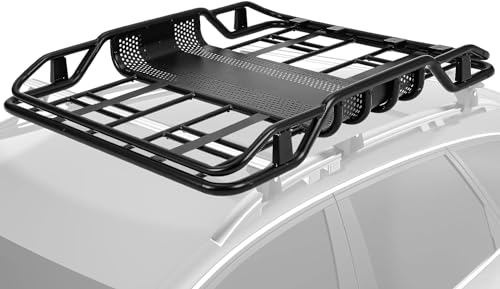 220 LBS Capacity Anti-Rust Cargo Carrier - Universal Rooftop Cargo Basket for SUVs, Cars, and Trucks - Roof Rack Carrier (63