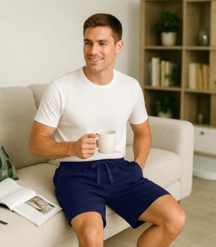 Image of DAVID ARCHY Mens Pajama Shorts Cotton Sleep Shorts Pajama Pants 2 Pack