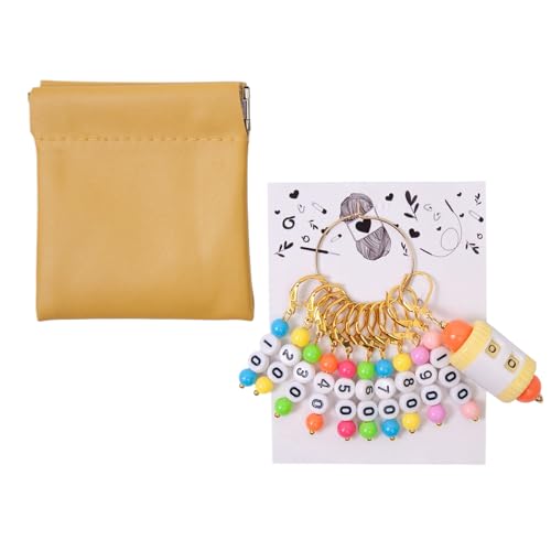 Hitburu Marcadores para Crochet, Marcadores para Tejer y Crochet con Contador de Vueltas, Accesorios de Manualidades Desmontables Letras o Números en Inglés para Principiantes y Entusiastas