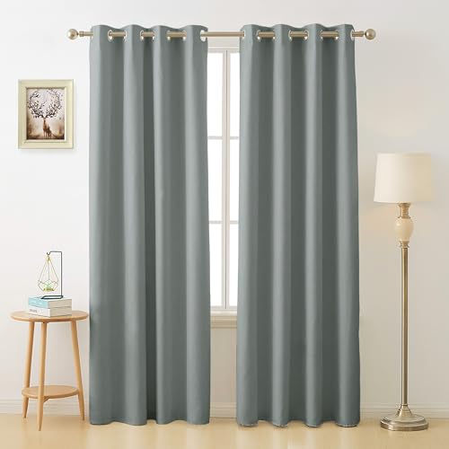Image of Cloth Fusion Blackout Curtains, Silver Grey, Door 7 ft, Set of 2 | 3-Layer Triple Weave, Up to 90% Light Block, Thermal Insulated, Premium Steel Grommets, Set of 2