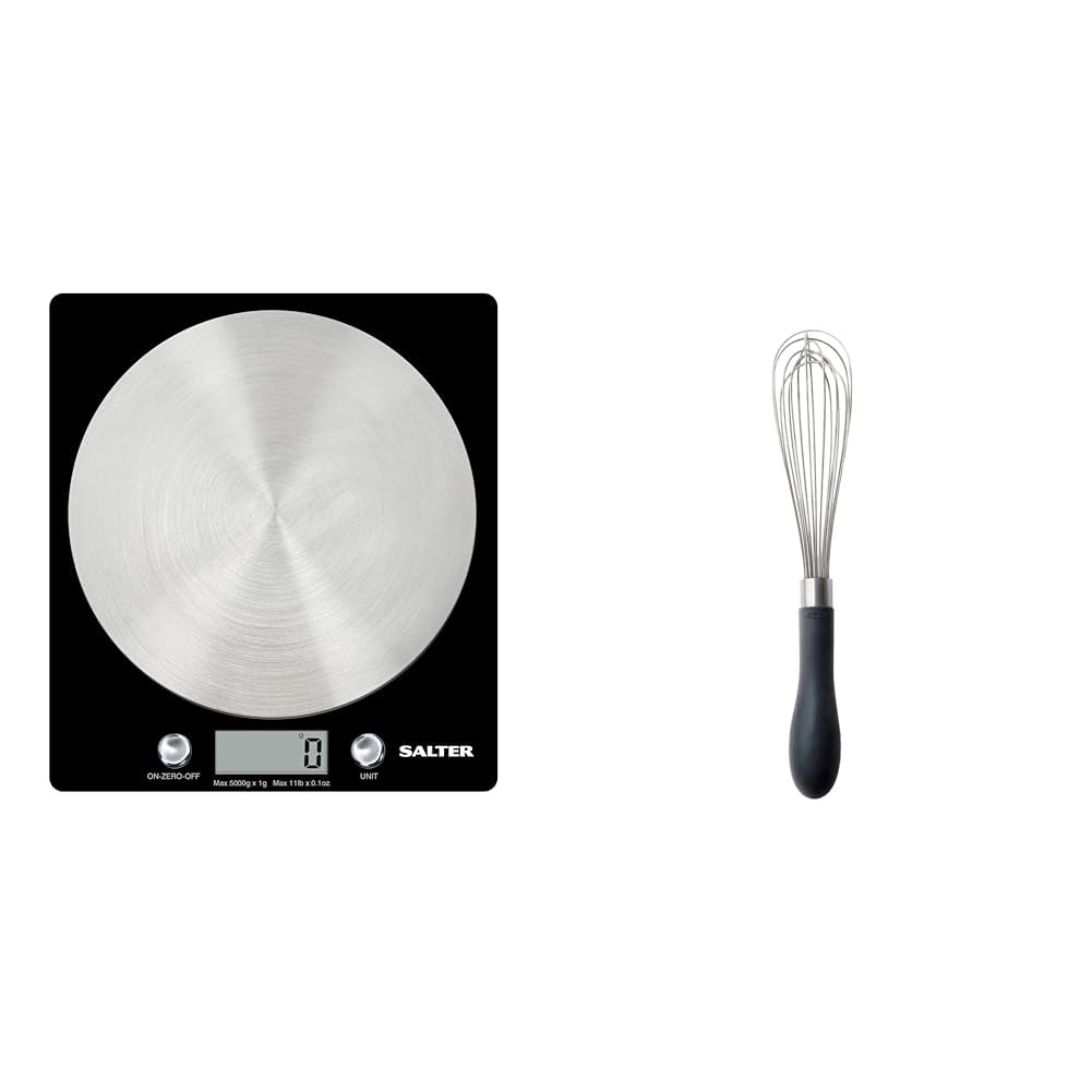 Salter1036 BKSSDR Electronic Kitchen Scale – Digital Baking Scale with 5kg Capacity & OXO Good Grips 23cm Whisk