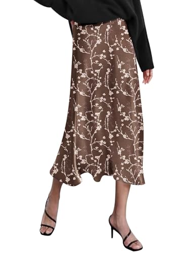 Image of Zeagoo Skirts for Women High Waist Skirt Elegant Midi Skirt Satin