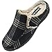 ONCAI Pantofole Uomo Invernali Plaid Ciabatte da Camera con Pelo da Festa del papà Tweed Zoccoli per Interno ed Esterno Cuscino Memory Foam Anti Scivolo Nero EU 42