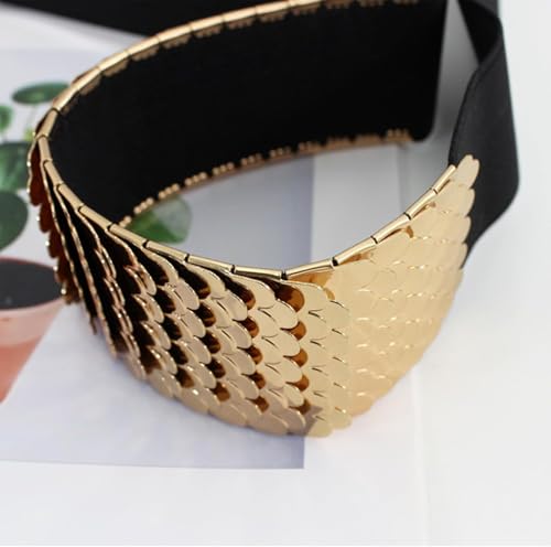 Women Texture Wide Waist Belt Elegant Elastic Rope Waist Belt Women Dress Shirt Wide Waist Corset.Gold4