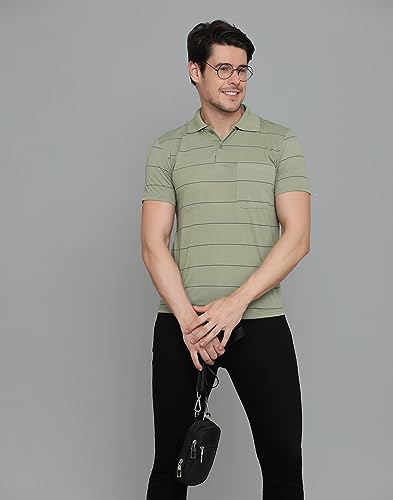 Image of INKKR Striped Polo Neck T-Shirt Dora Combo