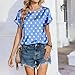 Women's Fashion Summer Business Tops Printed Round Neck Silk Shirts Short Sleeve Dressy Casual Loose Satin Blouse