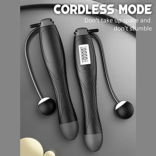 XIANGFATS Corde A Sauter Sport Corde de saut électronique sans fil avec Count auto intelligent sans fil Skip Calorie Consommation Consommation Fitness Building Building Tool d'exercice, Sports et dive