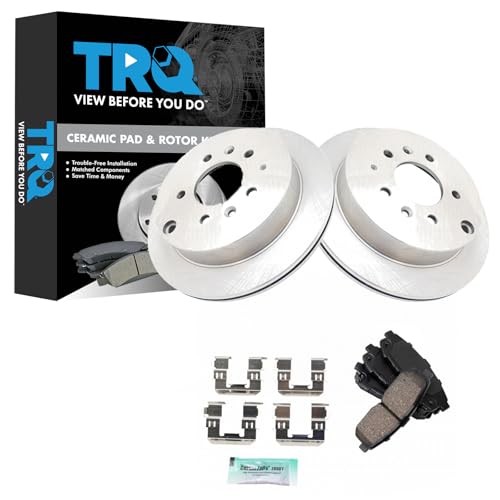 Image of TRQ Rear Brake Pad and Rotor Set Ceramic Compatible with 2004-2006 Mazda MPV