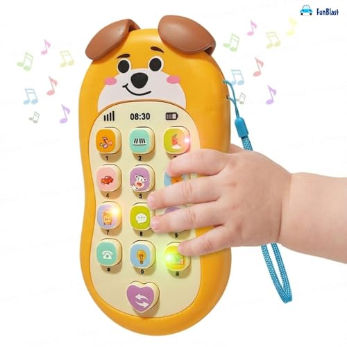 Image of FunBlast Cartoon Musical Mobile Phone for Kids, Mobile with Light & Sound Toys for Babies | Educational Toys for Kids 3+ Years /Boys /Girls-1 Unit (PuppyYellow)