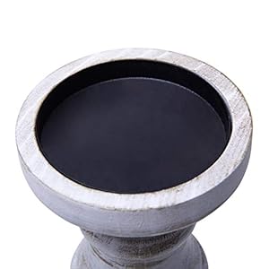 NIKKY HOME Pillar Candle Holder Set of 3 - Farmhouse Wood Candle Stand, Mantle Decor Centerpieces for Fireplace, Living or Dining Room Table, Distressed White NIKKY HOME Pillar Candle Holder Set of 3 Farmhouse Wood Candle Stand Mantle Decor Centerpieces for Fireplace Living or Dining Room Table Distressed White