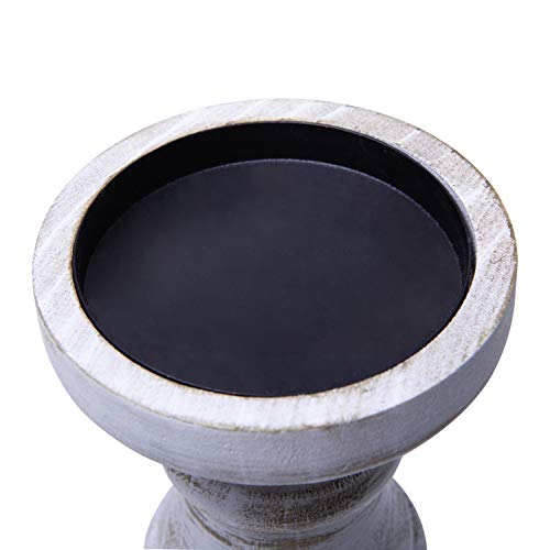 NIKKY-HOME-Pillar-Candle-Holder-Set-of-3-Farmhouse-Wood-Candle-Stand-Mantle-Decor-Centerpieces-for-Fireplace-Living-or-Dining-Room-Table-Distressed-White NIKKY HOME Pillar Candle Holder Set of 3 Farmhouse Wood Candle Stand Mantle Decor Centerpieces for Fireplace Living or Dining Room Table Distressed White