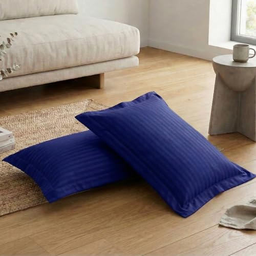 Image of Home Sizzler 210TC Satin Stripe Microfibre King Size Pillow Covers (18 X 27 Inches) - Brown, Set of 2